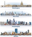 Vector set of United States city skylines