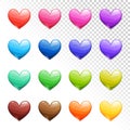 Set of Universal Cute Design Elements Cartoon Glossy Hearts of Different Colors Royalty Free Stock Photo