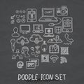 Set of Universal Doodle Icons. Variety of Topics.