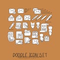 Set of Universal Doodle Icons. Variety of Topics.