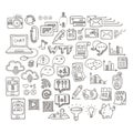 Set of Universal Doodle Icons. Variety of Topics.