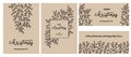 Set of universal hand drawn Merry Christmas and Happy Holidays cards, ornate floral template for cover. Children