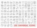 Set of universal icons for web and mobile. Big package of modern minimalistic, thin line icons. Royalty Free Stock Photo