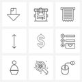 Set of 9 Universal Line Icons of bulleted, finances, file, dollar, business