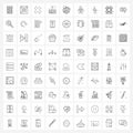 Set of 81 Universal Line Icons of business, global, user interface, globe, keyboard Royalty Free Stock Photo