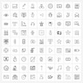 Set of 81 Universal Line Icons of navigation, map pointer, medical, office, doc