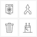 Set of 4 Universal Line Icons of protected website, trash, internet, go way, aromatherapy