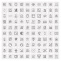 Set of 100 Universal Modern Thin Line Icons for Mobile and Web. Mix Business icons Like Arrows, Avatars , Smileys, Business, Royalty Free Stock Photo