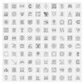 Set of 100 Universal Modern Thin Line Icons for Mobile and Web. Mix Business icons Like Arrows, Avatars , Smileys, Business, Royalty Free Stock Photo