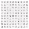 Set of 100 Universal Modern Thin Line Icons for Mobile and Web. Mix Business icons Like Arrows, Avatars , Smileys, Business, Royalty Free Stock Photo