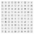 Set of 100 Universal Modern Thin Line Icons for Mobile and Web. Mix Business icons Like Arrows, Avatars , Smileys, Business, Royalty Free Stock Photo