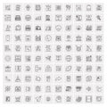 Set of 100 Universal Modern Thin Line Icons for Mobile and Web. Mix Business icons Like Arrows, Avatars , Smileys, Business, Royalty Free Stock Photo