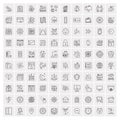 Set of 100 Universal Modern Thin Line Icons for Mobile and Web. Mix Business icons Like Arrows, Avatars , Smileys, Business, Royalty Free Stock Photo