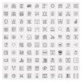 Set of 100 Universal Modern Thin Line Icons for Mobile and Web. Mix Business icons Like Arrows, Avatars , Smileys, Business, Royalty Free Stock Photo