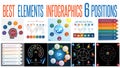 Set 10 universal templates elements Infographics for 6 positions Royalty Free Stock Photo