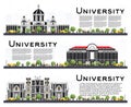 Set of University Campus Study Banners Isolated on White. Royalty Free Stock Photo
