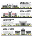 Set of University Campus Study Banners Isolated on White. Royalty Free Stock Photo