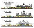Set of University Campus Study Banners Isolated on White Royalty Free Stock Photo