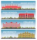 Set of University, High School and College Study Banners. Royalty Free Stock Photo