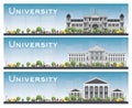 Set of university study banners. Vector illustration.