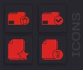 Set Unknown document, Delete folder, Document folder and check mark and Document with star icon. Vector