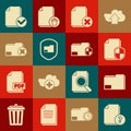 Set Unknown document, Document folder, protection concept, Delete file, and check mark and icon. Vector Royalty Free Stock Photo