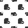 Set Unknown document folder, Document folder and check mark and Document with minus on seamless pattern. Vector Royalty Free Stock Photo