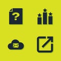 Set Unknown document, Open in new window, Cloud mail server and Ranking star icon. Vector Royalty Free Stock Photo