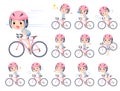 A set of unpaid avatar women on a road bike