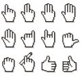 Set of Unusual Pixel Cursor Hands.