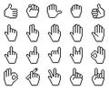 Set of unusual pixelated hand icons.