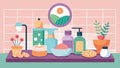 Set up a DIY spa station in your bathroom with exfoliating scrubs face masks and moisturizers for a revitalizing Royalty Free Stock Photo