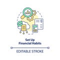 Set up financial habits concept icon