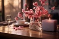Set up a scene with warm and romantic lighting effects, creating an intimate atmosphere Royalty Free Stock Photo