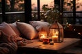 Set up a scene with warm and romantic lighting effects, creating an intimate atmosphere Royalty Free Stock Photo