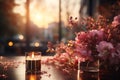 Set up a scene with warm and romantic lighting effects, creating an intimate atmosphere Royalty Free Stock Photo