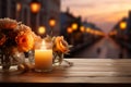 Set up a scene with warm and romantic lighting effects, creating an intimate atmosphere Royalty Free Stock Photo