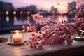 Set up a scene with warm and romantic lighting effects, creating an intimate atmosphere Royalty Free Stock Photo