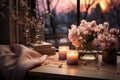 Set up a scene with warm and romantic lighting effects, creating an intimate atmosphere Royalty Free Stock Photo