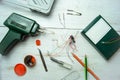 Set-up of various hand and electric tools for repair Royalty Free Stock Photo
