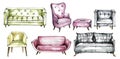 A set of upholstered furniture for the interior. Royalty Free Stock Photo