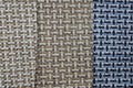 Set of upholstery fabric with a large weave top view. Royalty Free Stock Photo