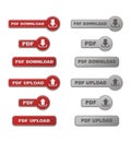 Set of upload and download PDF button with hover s Royalty Free Stock Photo