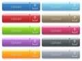 Set of upload glossy color captioned menu buttons