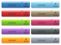 Set of upload glossy color captioned menu buttons