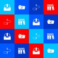 Set Upload inbox, Folder service, Route location and Office folders icon. Vector Royalty Free Stock Photo