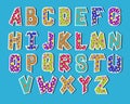 Colorful polka dot alphabet for children - vector illustration EPS 8 Royalty Free Stock Photo