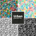 Set of urban patterns. Vector textures. Royalty Free Stock Photo