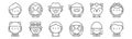 Set of 12 urban tribes icons. outline thin line icons such as preppy, gothic, steampunk, furry, hip hop, gothic Royalty Free Stock Photo