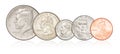 Set of US coins isolated Royalty Free Stock Photo